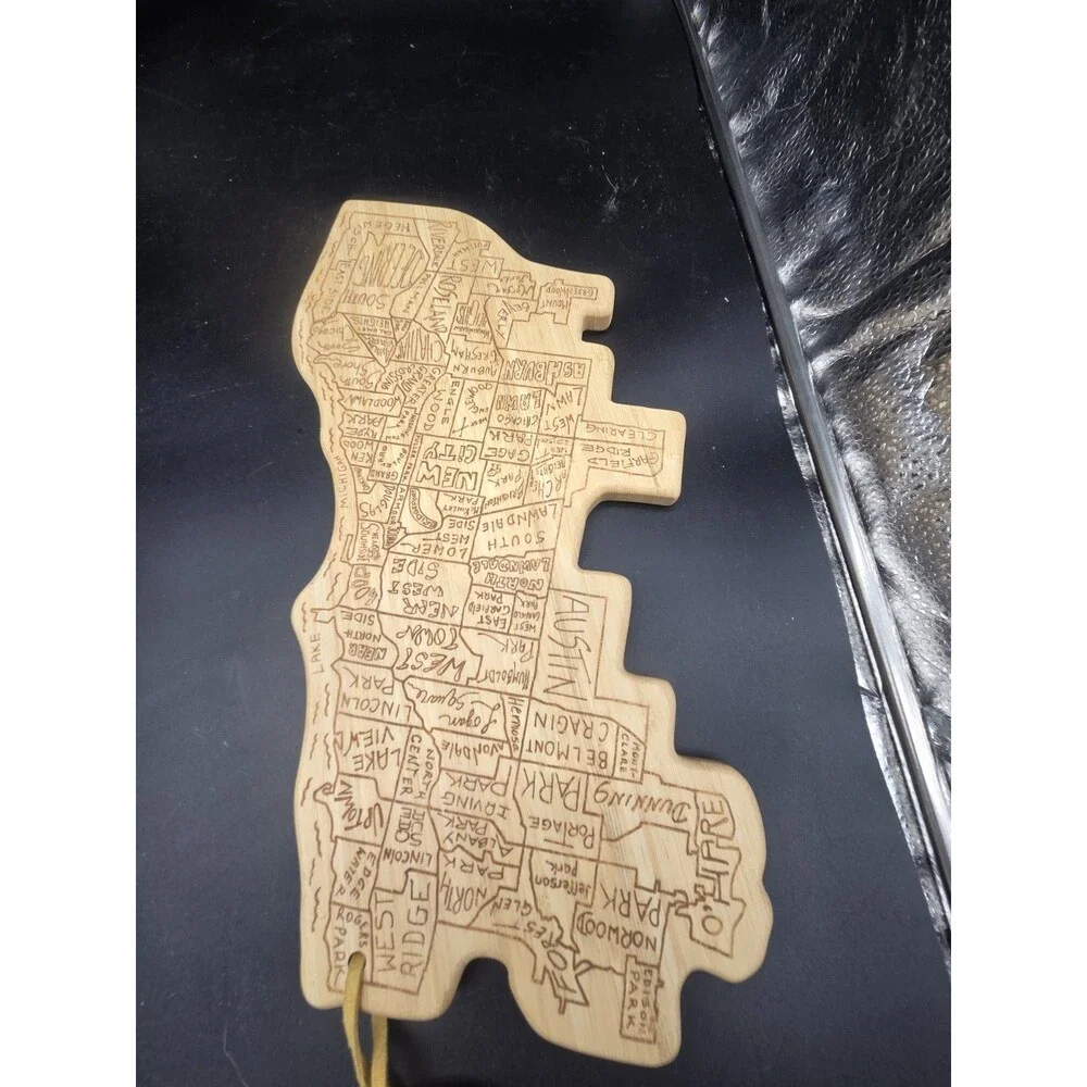Chicago Neighborhood Map Bamboo Cutting Charcueterie Board NWT
